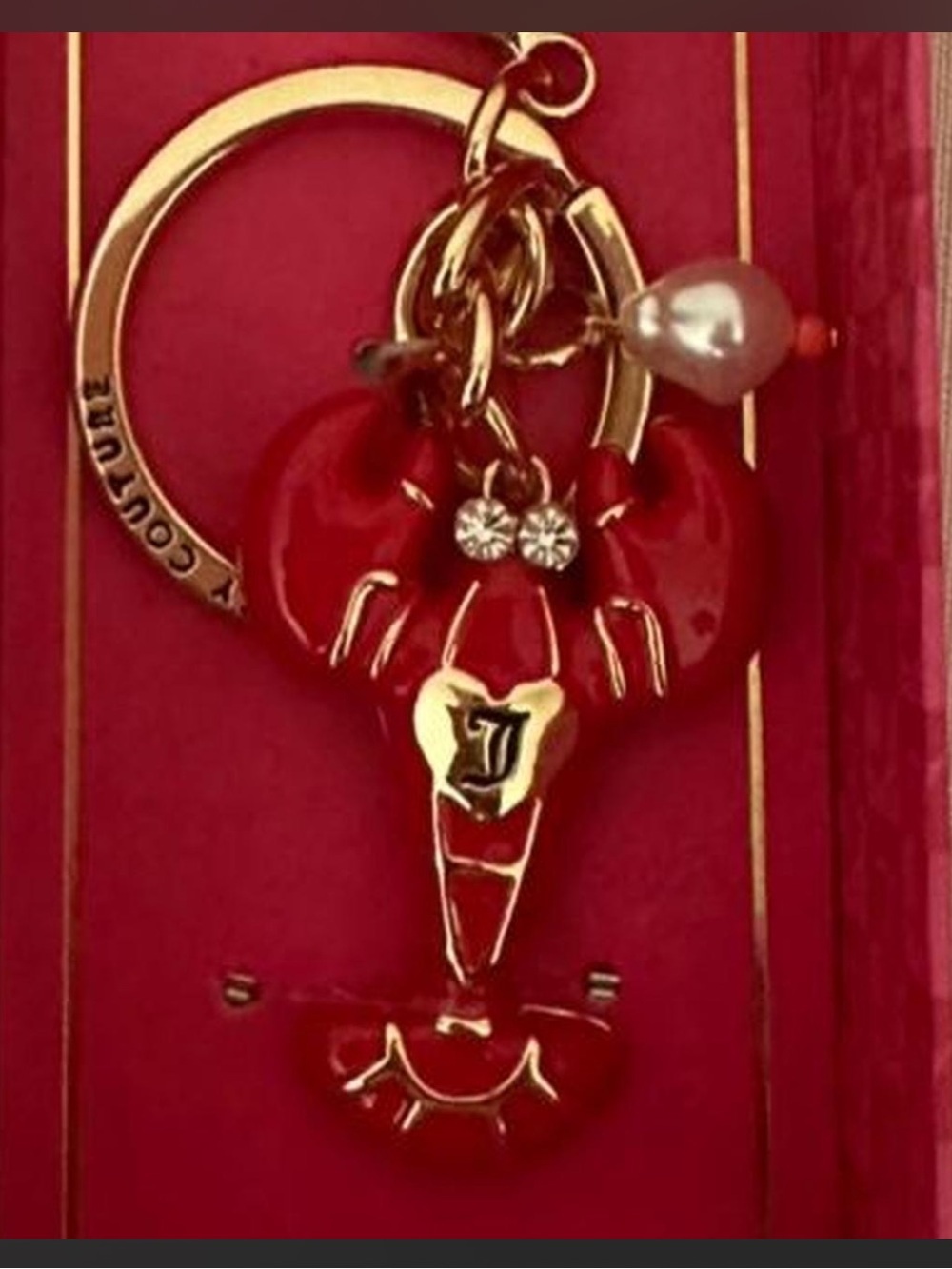 NWT Juicy Couture Red Lobster Enamel Key & Card Holder Charm